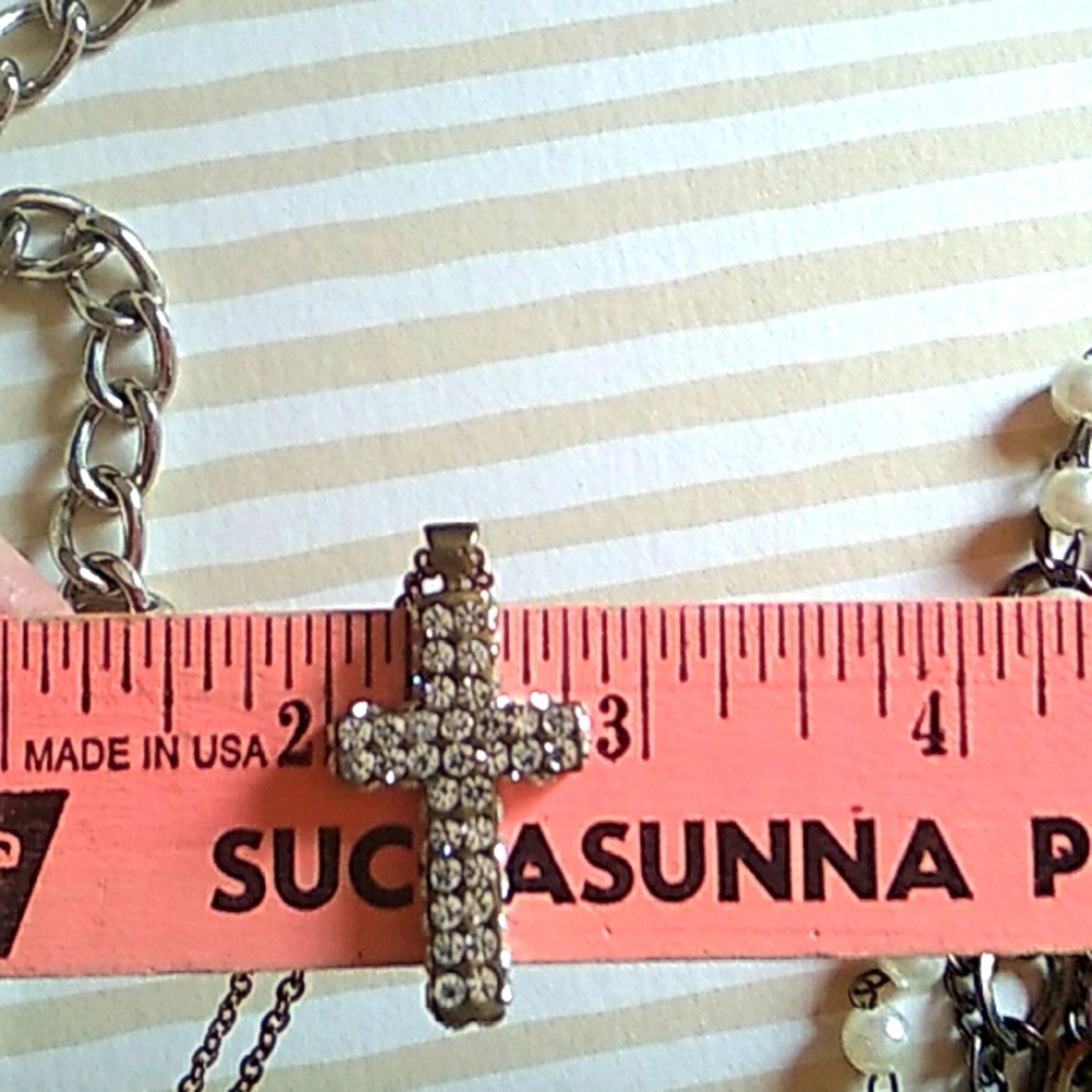 ✝️ RHINESTONE  3D CROSS NECKLACE Vintage